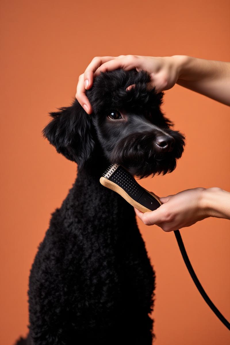 Poodle en sesión de cepillado